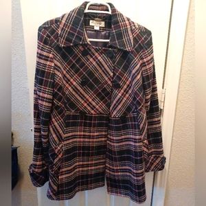 Preston & York Plaid Overcoat, size 12